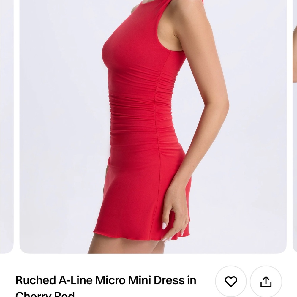 Cherry Red Ruched A-Line Mini Dress